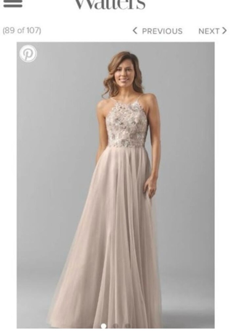 Watters floor length formal dress